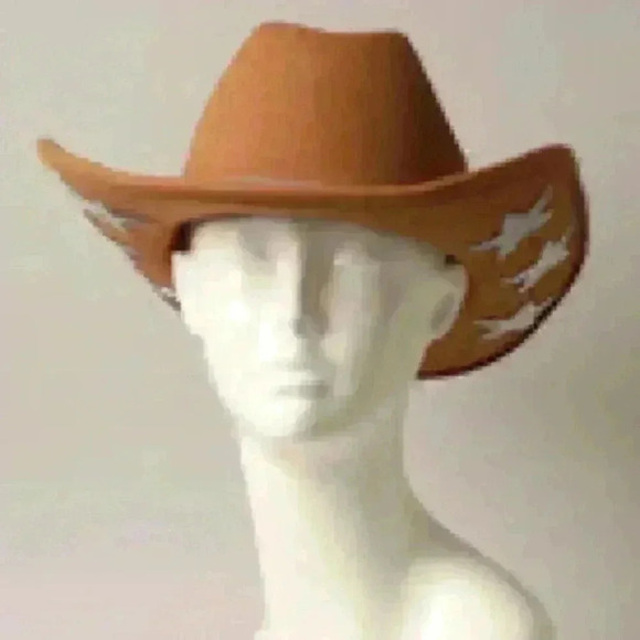 New Brown Cowboy Hat Felt w/Rhinestone Embellishments